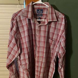 Men’s casual dress shirt neck 17 length 34/35 red and blue